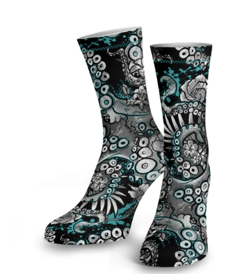 SPACEFISH Electric Blue Octofloral Dive Socks