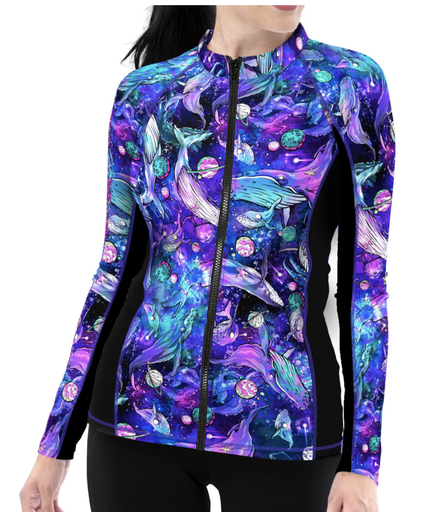 SPACEFISH Cosmic Whale Zip Rashguard