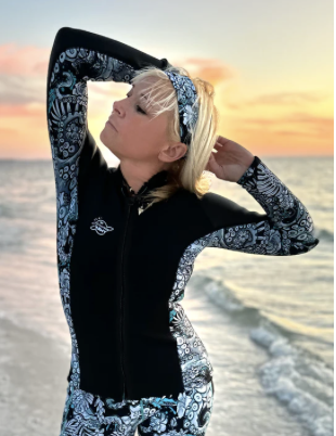 SPACEFISH Electric Blue Octofloral Neoprene Scuba Jacket